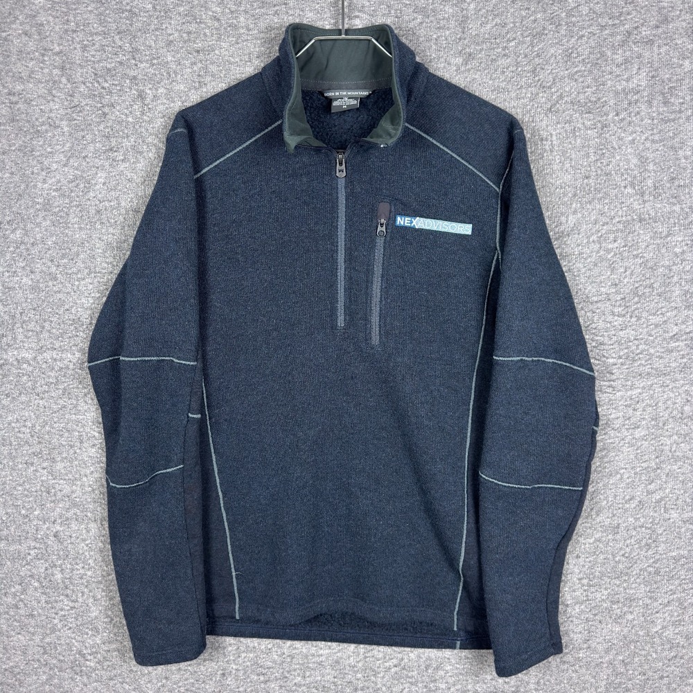 Kuhl Interceptr Sweater Mens Medium Blue 1/4 Zip Pullover Fleece Hiking Jacket
